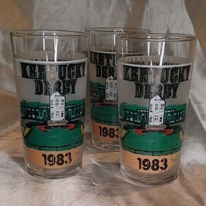 Kentucky Derby 1983 Glass Set - Black, Green, Tan